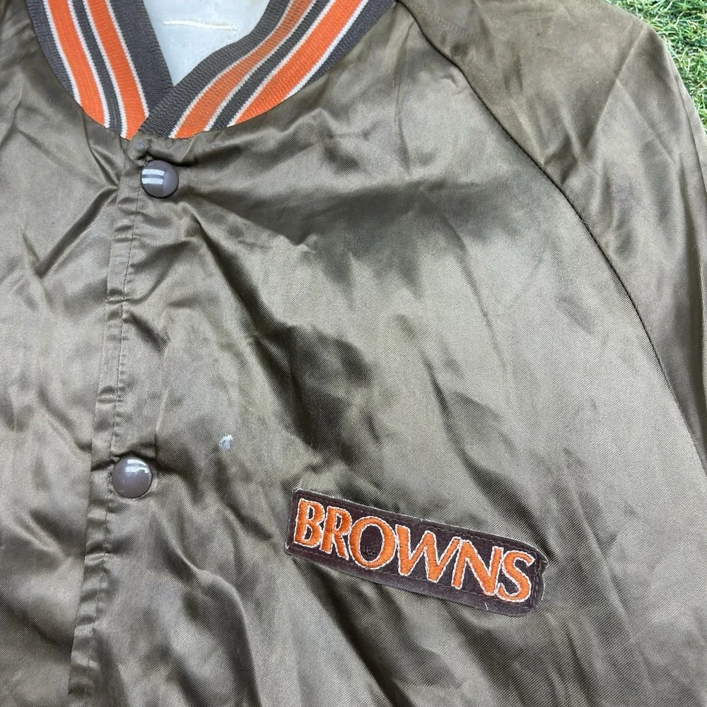 Vintage Cleveland Browns Chalk Line Jacket Mens Medium Satin Bomber NFL 90s